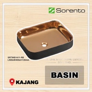 SORENTO SRTWB1411-RB DESIGNER COUNTER TOP / TABLE TOP WASH BASIN (BLACK + ROSE GOLD)