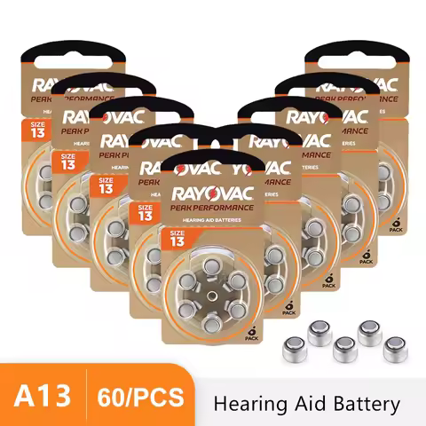 Hearing Aid Battery 60PCS RAYOVAC PEAK Zinc Air Batteries 1.45V.13A A13 13A 13 P13 PR48 Battery For 