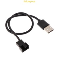 fol 32cm 12 60in 5V USB2 0 A to 3 4 Pin PWM Fan Adapters Cable USB Extension Cable