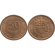 Portuguese East Timor 50 Cents Coin 1970S Southeast Asia