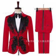 Men Dress Host Costume Men's Slim-fit Suit Performance Costume Sequin Suit Two-piece Suit