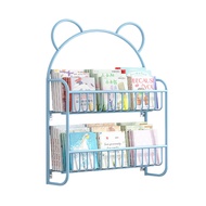 [特價]【AOTTO】萌趣小熊壁掛式雙層收納書架 置物架(兩色可選)粉藍色
