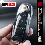 【Mr.Key】Transparent Key Case For Porsche Macan Cayenne Panamera 718 Boxster Cayman Accessories
