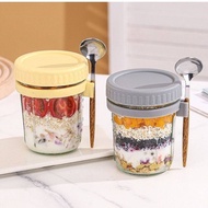 ITL Jar with Spoon Jars Breakfast Cup Container Airtight Oatmeal Jar Portable Oatmeal Overnight Oats