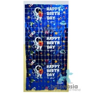 Tirai KOTAK rumbai Foil curtain 2m x 1m Ulang tahun astronot/unicorn/animal Rumbai dinding Backdrop 