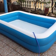 305cm Blue White Rectangular Inflatable Swimming Pool Family Large Outdoor Inflatable Padding Pool S