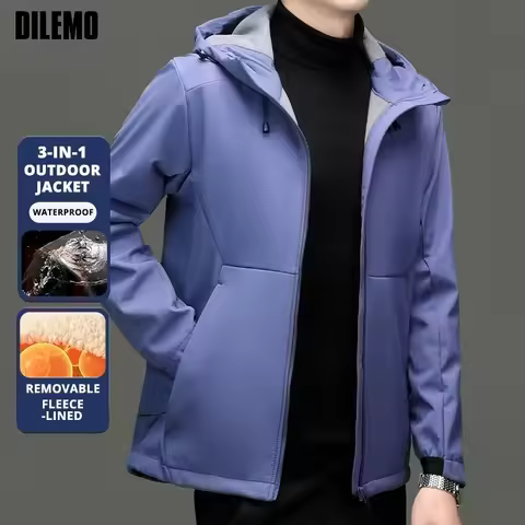 Top Grade Fleece-lined Soft Shell Streetwear Stylish Men Outdoor Jacket Bundle Up Anorak Hooded Wind