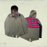 Short Fishtail Parka Jacket by Pyschedelic Camo Denim Material Like Avirex Mods Liam Gallagher Style