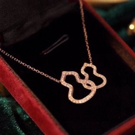 18K金鑽石雙葫蘆項鍊,玫瑰金鑽石項鍊