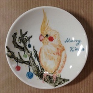 玄鳳和裝飾球-聖誕手繪小碟