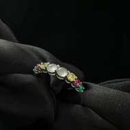 玲靛翡翠【春盛風漾】18K放光白翡翠珠寶戒指