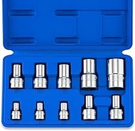 NEIKO 02473A E-Torx Plus Socket Set | 10 Piece | External EP6 to EP24 | 1/4”, 3/8” and 1/2” Drive | 