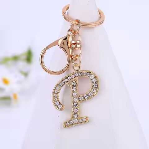Gifts Crystal Rhinestone Handbag Charms Letter Pendant Alphabet Keyring 26 Alphabet Key Ring Rhinest