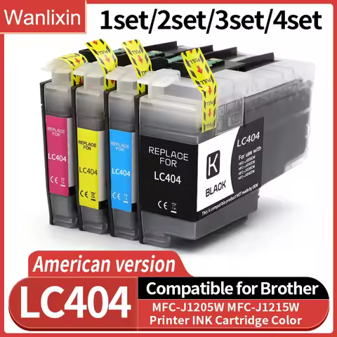 1~4set LC404 LC 404 LC404BK Ink Cartridge Compatible For Brother MFC-J1205W MFC-J1215W Printer Ink c