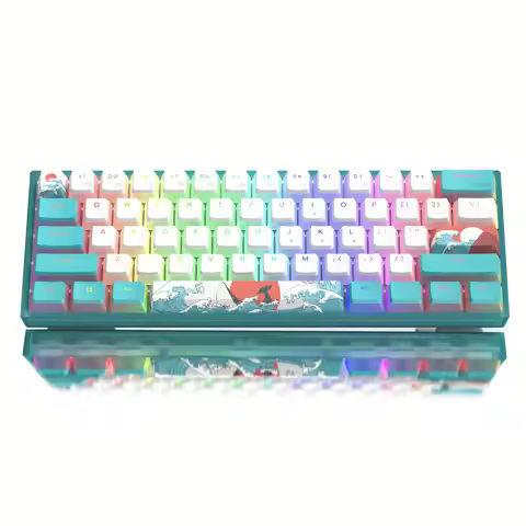 Womier WK61 Mechanical Keyboard RGB Wired Gaming Keyboard Hot-Swappable Blue Sea Theme with PBT Keyc