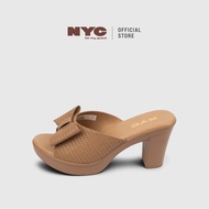 NYC Ladies Jaci Bow-Front Chunky Heels -N72601-CV01SV-3-BROWN
