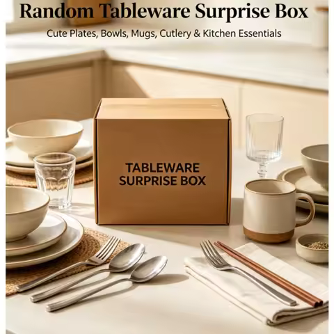 Mystery Tableware Box – Surprise Plates, Bowls, Cups, Cutlery & Kitchen Accessories