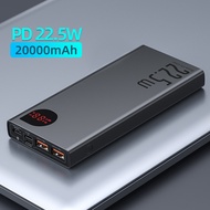 Baseus 22.5w Power Bank 20000mah Portable External C Powerbank Charging Fast Qucik Pd Battery Type Charger For Charge
