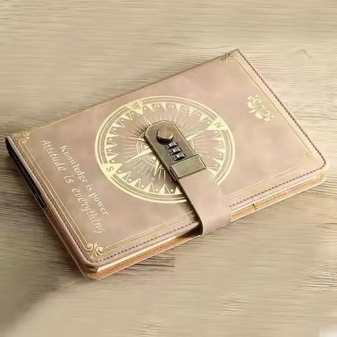 New A5 retro password book with Lock Diary Book Student Notebook Notebook sub-password Lock Notebook