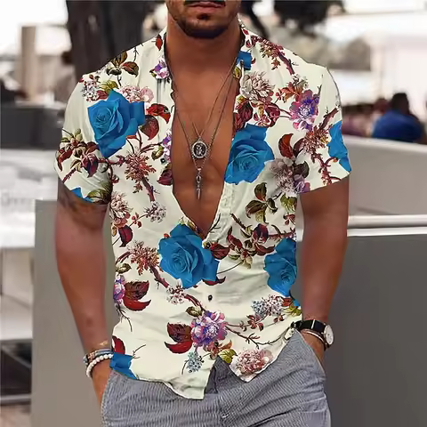 Hawaiian Floral Shirts For Men Dazn 3d Printed Print Summer Men's Shirt Beach Short Sleeve Streetwea