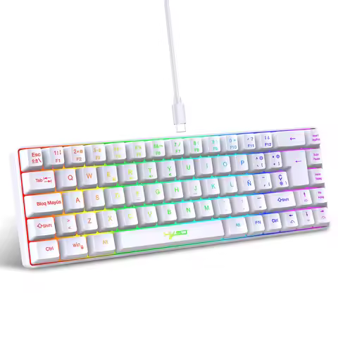 Hot sale!Spanish 69-key RGB backlit wired gaming keyboard, 68% compact design, A must-have gadget fo