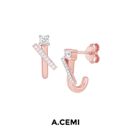 A.CEMI XIXI Earring ต่างหูเงินแท้ ชุบทอง 18K โรสโกลว์