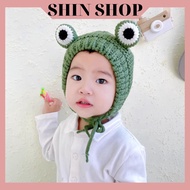 SHINSHOP Wool Frog-shaped Lace-up Hat for Boys and Girls for Children from 1 to 3 years old (head ci