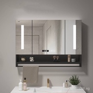 Bathroom Cabinet Solid Wood Smart Mirror Cabinet With Shelf Separate Wall-mounted Towel Bar With Sto