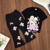 Borong Teddy Kids Brand Lola Bunny & Tweety Bird T-shirt Mix dengan Palazo Pants Cotton untuk tag 3-