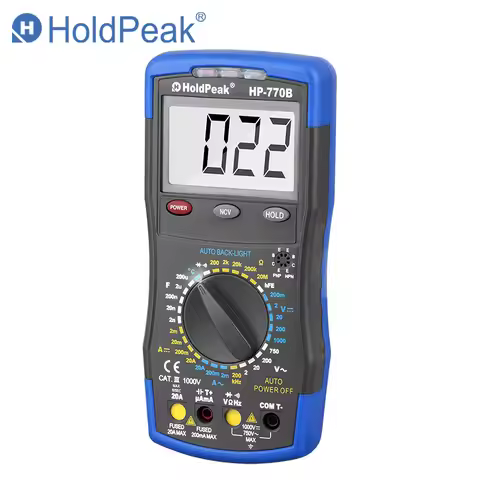 HP-770B Digital Multimeter 1999 Counts 1000V 20A NCV Auto Backlight Temperature Capacitance Transist