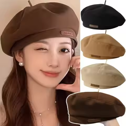 England Retro Beret Solid Color Artist Style Painter Hat Light Luxury Woolen Hats