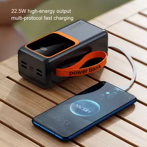 50000mAh 80000mAh Power Bank with Cable for iPhone 16/15/14 Pro Max Samsung S24/Xiaomi/Huawei 30000m