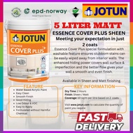 🔥🔥 JOTUN 5 LITER COVER PLUS MATT  INTERIOR  WALL PAINT / CAT DINDING DALAM RUMAH TAK  KILAT