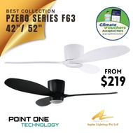 Point One Ceiling Fan Led Light Pzero F63 EC Motor 42" 52" Black & White Color SG Seller Warranty