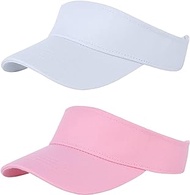 Kids Sun Visor Hat Toddler Baseball Hats Adjustable UV Protection Summer Outdoor Sports Caps for Girls Boys 6-10 Years Old White&amp;Pink 6-10 T
