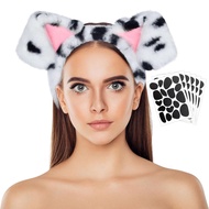 Adjustable Dog Ears Headband and stickers - Floppy Dalmatian Puppy Ears Costume Headband for Women M