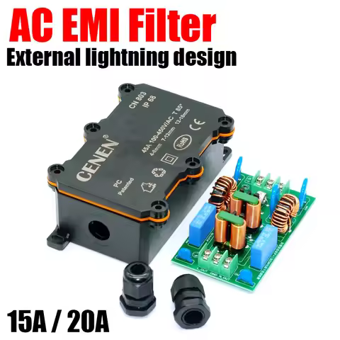 110V 220V AC EMI filter 15A 20A External lightning anti-interference power Filtering Board Purifier 