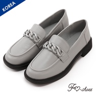 FM SHOES Paint Buckle Loafers Gray Blue