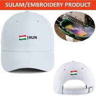 EMBROIDERY SULAM EMOJIS HUN HUNGARY FLAG LOGO BASEBALL 100% POLYESTER CAP ADJUSTABLE STRAP WHITE