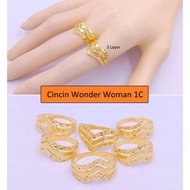 Wonder WOMAN Ring 3 LAYER 916 Gold Ring Solid Ring 916 Gold Bajet Ring 916 Gold Bajet Ring