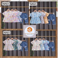 ES-226 One Set Baju Setelan Jeans Anak Perempuan Import Usia 5 6 7 8 9 10 11 12 tahun