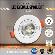 LED Eyeball 5W 7W Recessed Spotlight Downlight Home Lighting Room Ceiling Lights Down Light Lampu Siling Hiasan Rumah