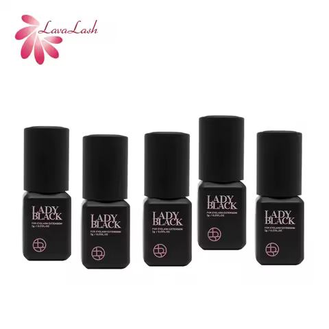 5 Bottles Lady Black Glue For Eyelash Extensions 5ml Korea Fast Drying Extra Strong Adhesive Lasting