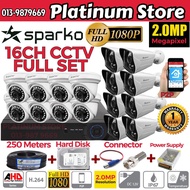 SPARKO 2MP FULL SET 16 CHANNEL 16CH 2.0MP FULL HD 1080P CCTV 16 CH DVR + CAMERA + HDD + POWER SUPPLY