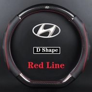 For Hyundai Carbon Fibre Leather Car Steering Wheel Cover For i10 i20 i30 Elantra Starex SantaFe Son