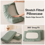 100% Cotton Stretch Fitted Pillowcase Elastic Edge Soft Pillow Cover Solid Color Bedding No Zip 30x5