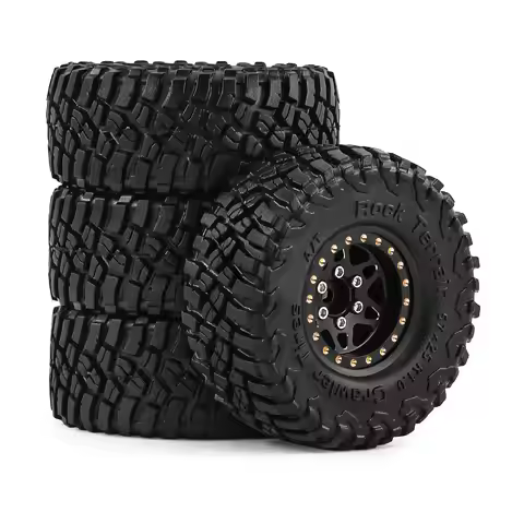 1.0 Inch Brass Wheels and Tires 4Pcs for TRX4M SCX24 FCX24 1/18 1/24 Scale Crawler Upgrade Heavy Wei