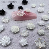 shi 50PCS 8MM 3D Acrylic Flower Nail Art Ch Accessories Makaron Rose Design For Nails Deoration Manicure Supplies Materials Part nn