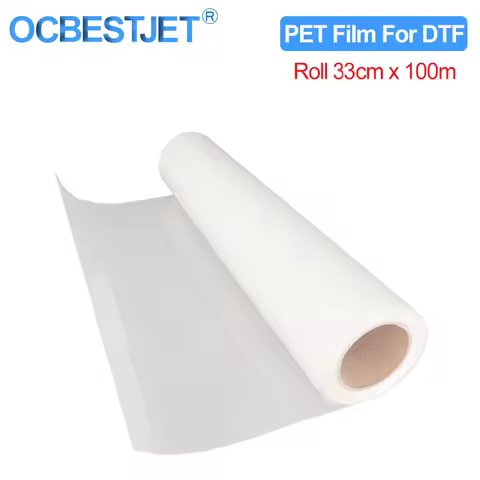 33cm*100m A3+ Roll DTF PET Transfer Film 75 and 100 Micron For Direct Transfer Film Printing For Eps