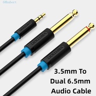HUBERT 3.5mm To Dual 6.5mm Audio Cable, Y Splitte 2 in 1 3.5mm To 6.5mm Audio Splitter Cable, Portab